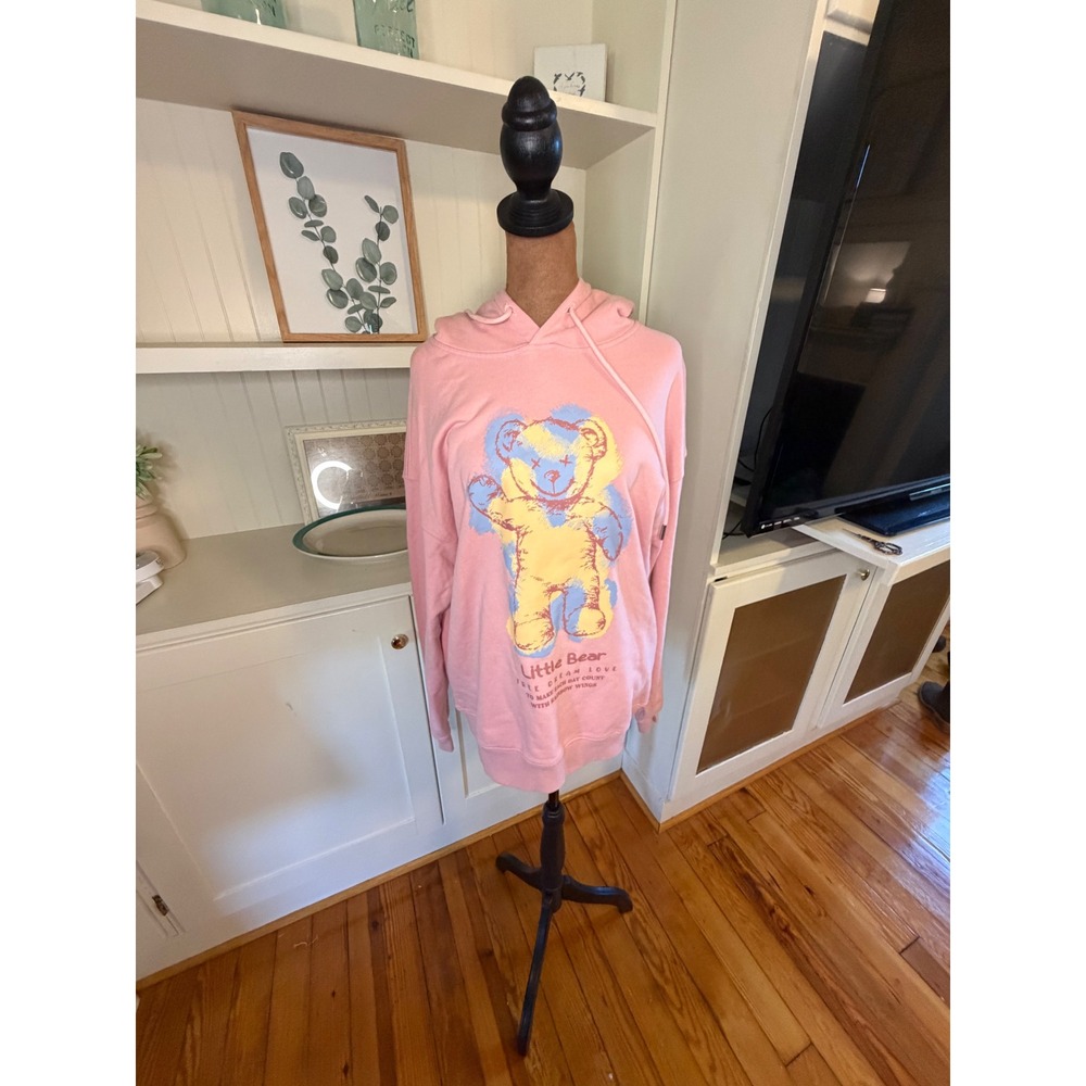 Freamve Little Bear Graphic Hoodie Pink Sweatshirt Small Free Dream Love